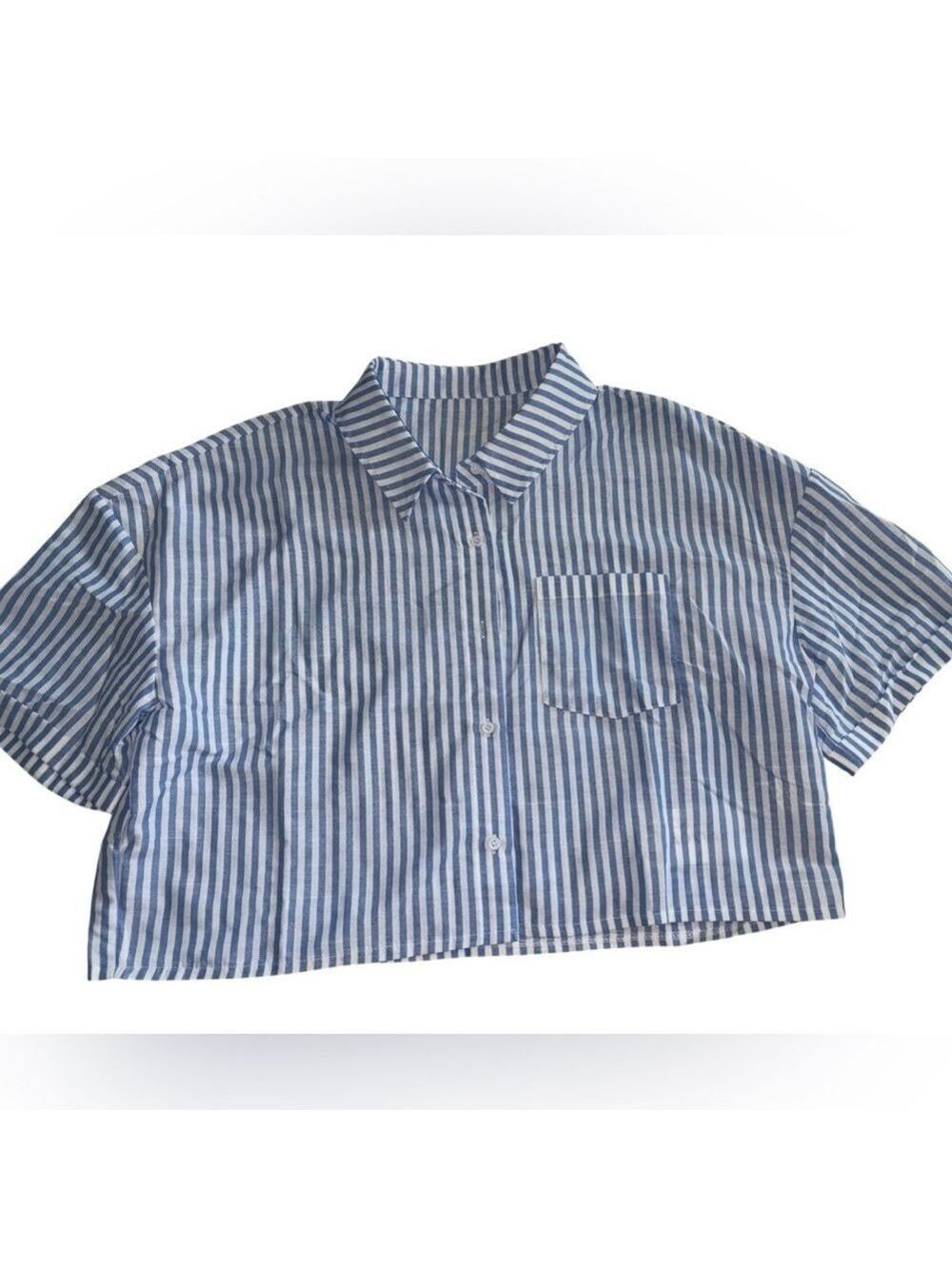 Blue and White Striped Crop Top - Picture 5 of 11